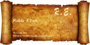 Rabb Elek névjegykártya